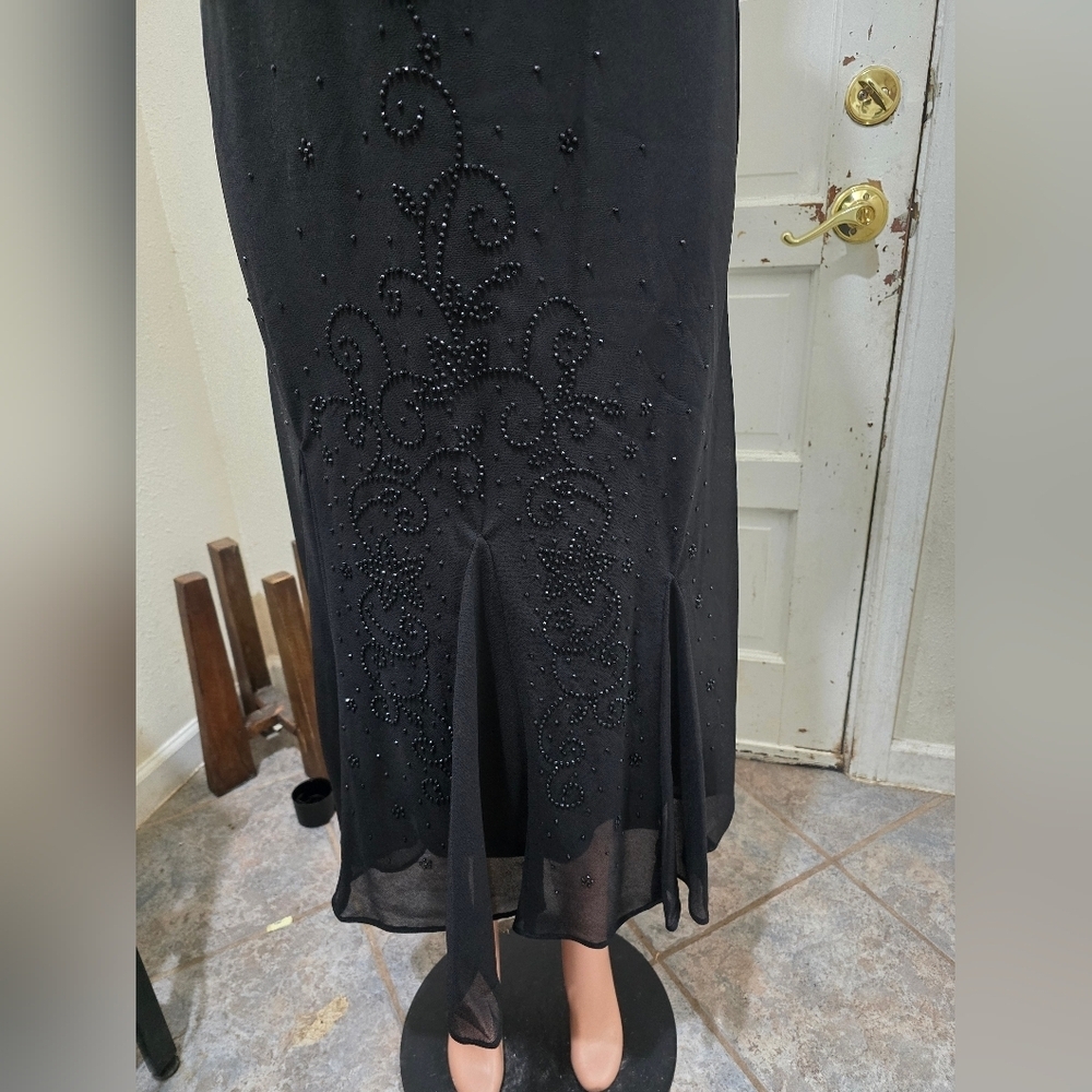 R&M Richards Black Embellished Maxi Skirt and Jacket Set - Picture 3 of 9